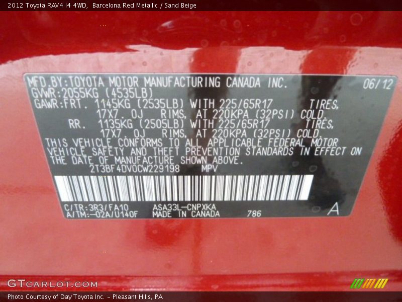 Barcelona Red Metallic / Sand Beige 2012 Toyota RAV4 I4 4WD