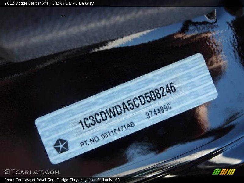 Black / Dark Slate Gray 2012 Dodge Caliber SXT