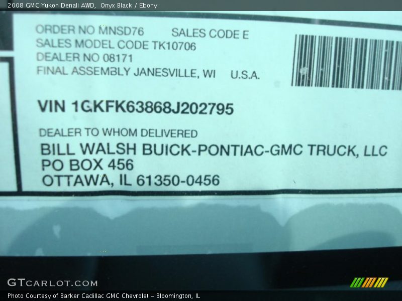 Onyx Black / Ebony 2008 GMC Yukon Denali AWD