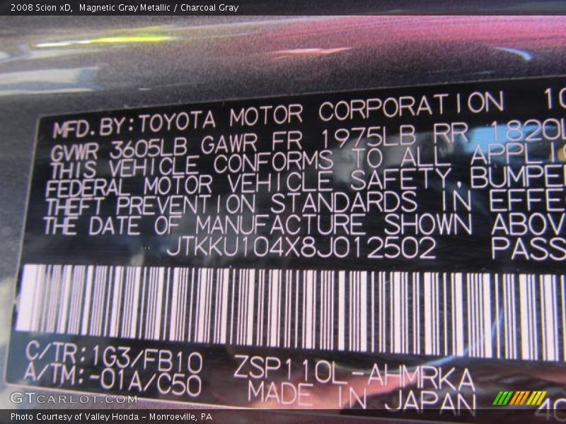 Magnetic Gray Metallic / Charcoal Gray 2008 Scion xD