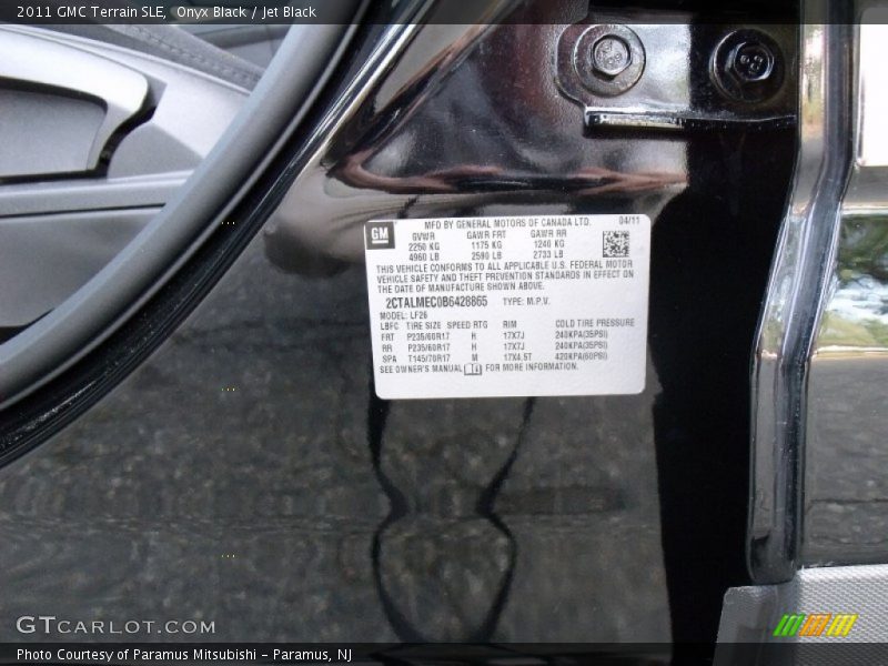 Onyx Black / Jet Black 2011 GMC Terrain SLE