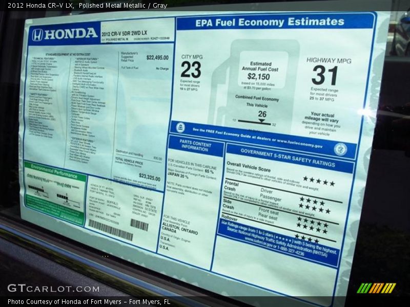  2012 CR-V LX Window Sticker