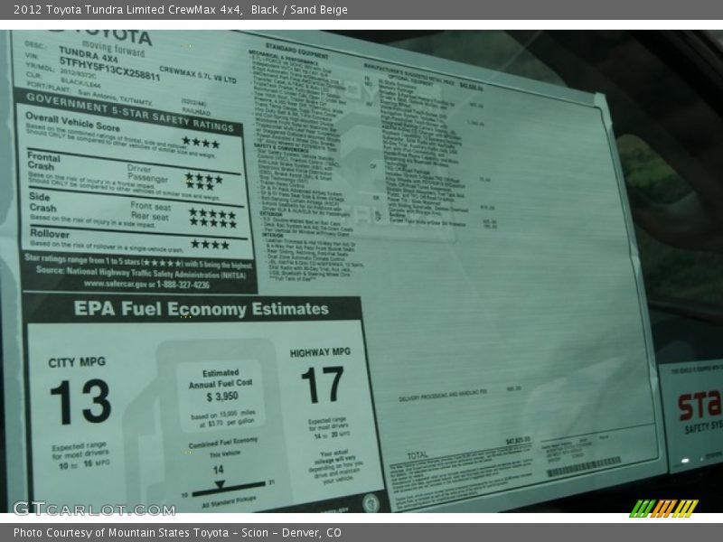 Black / Sand Beige 2012 Toyota Tundra Limited CrewMax 4x4