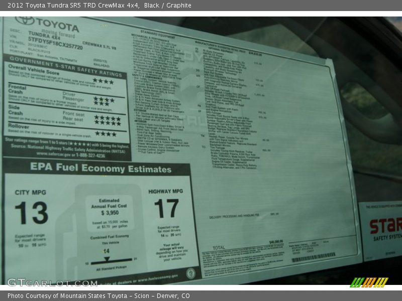 Black / Graphite 2012 Toyota Tundra SR5 TRD CrewMax 4x4
