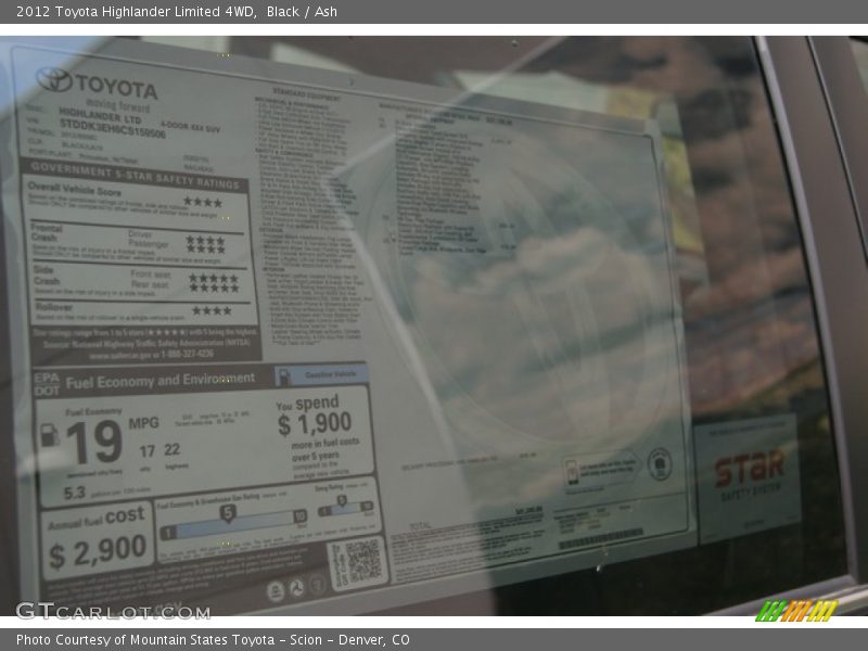 Black / Ash 2012 Toyota Highlander Limited 4WD