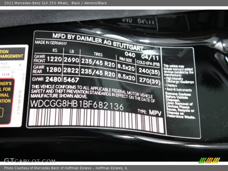 Black / Almond/Black 2011 Mercedes-Benz GLK 350 4Matic