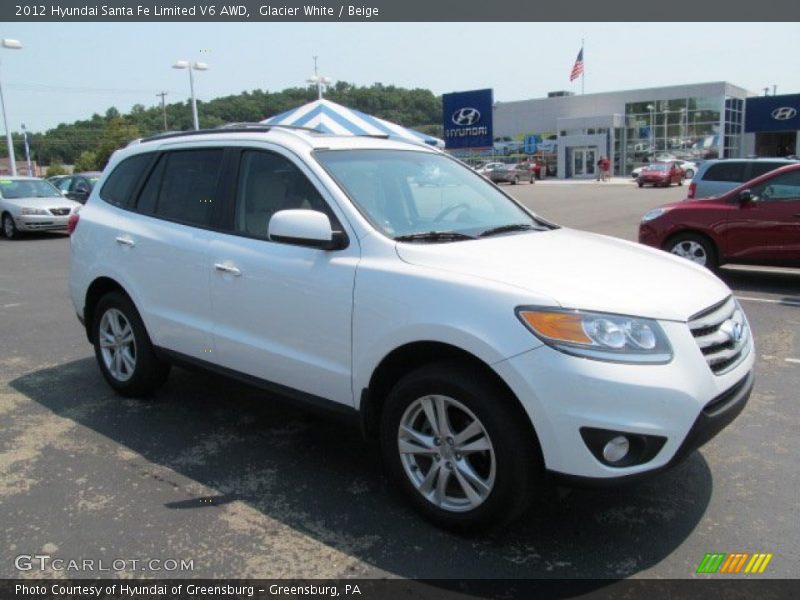 Glacier White / Beige 2012 Hyundai Santa Fe Limited V6 AWD