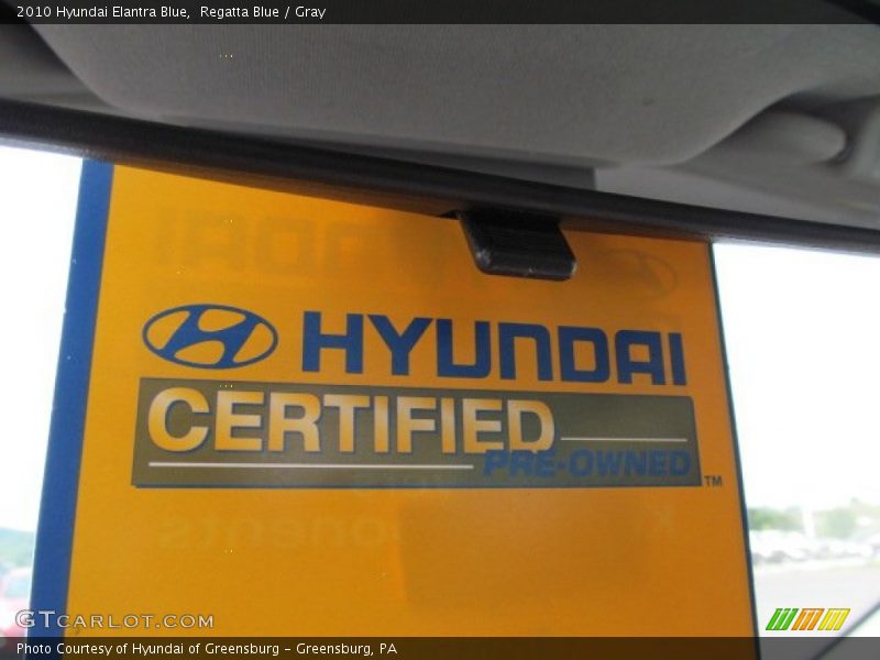 Regatta Blue / Gray 2010 Hyundai Elantra Blue