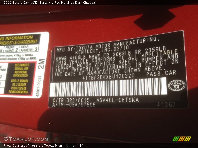 Barcelona Red Metallic / Dark Charcoal 2011 Toyota Camry SE