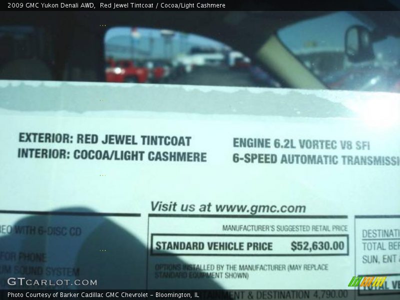 Red Jewel Tintcoat / Cocoa/Light Cashmere 2009 GMC Yukon Denali AWD