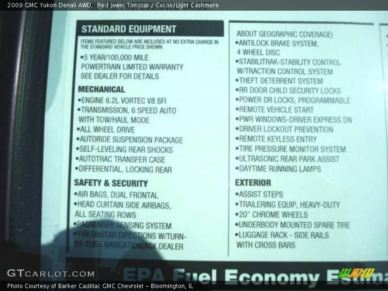 Red Jewel Tintcoat / Cocoa/Light Cashmere 2009 GMC Yukon Denali AWD
