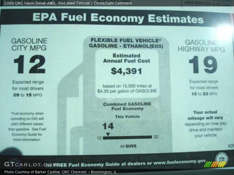 Red Jewel Tintcoat / Cocoa/Light Cashmere 2009 GMC Yukon Denali AWD