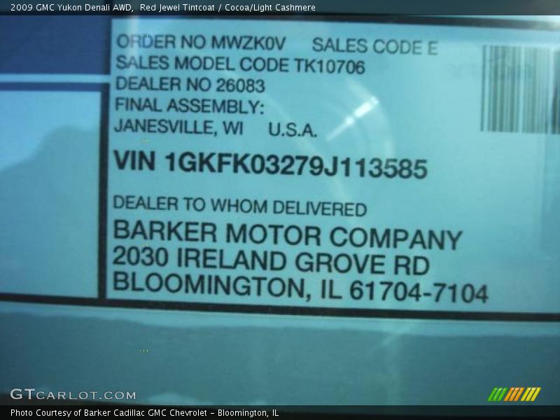 Red Jewel Tintcoat / Cocoa/Light Cashmere 2009 GMC Yukon Denali AWD