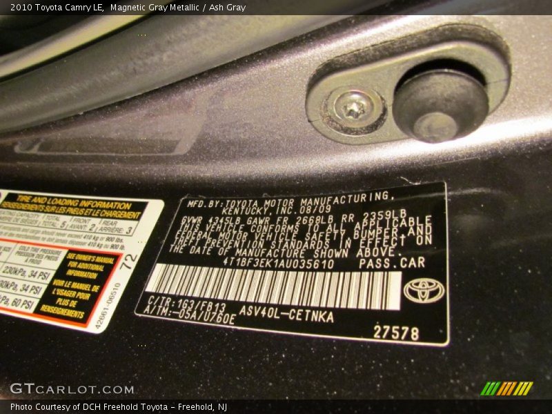 Magnetic Gray Metallic / Ash Gray 2010 Toyota Camry LE