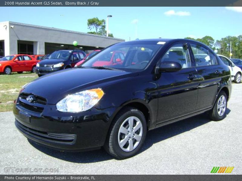 Ebony Black / Gray 2008 Hyundai Accent GLS Sedan