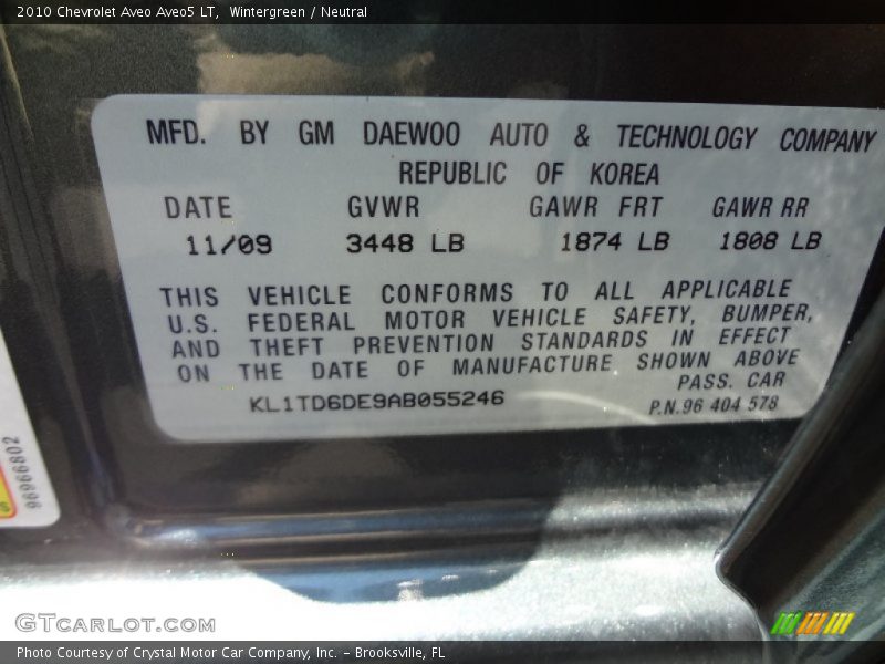 Wintergreen / Neutral 2010 Chevrolet Aveo Aveo5 LT