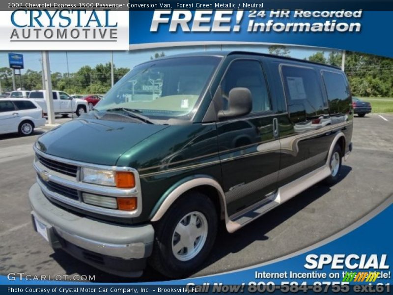 Forest Green Metallic / Neutral 2002 Chevrolet Express 1500 Passenger Conversion Van