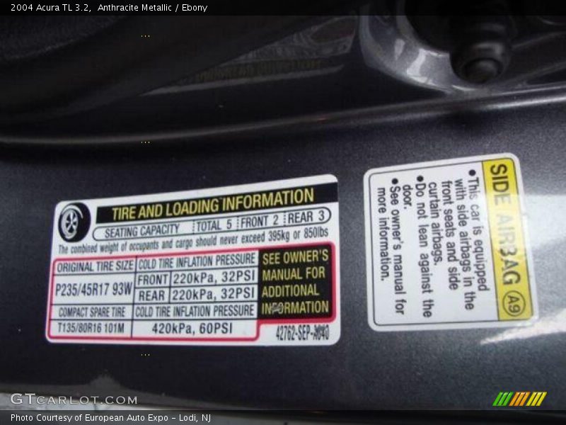 Anthracite Metallic / Ebony 2004 Acura TL 3.2