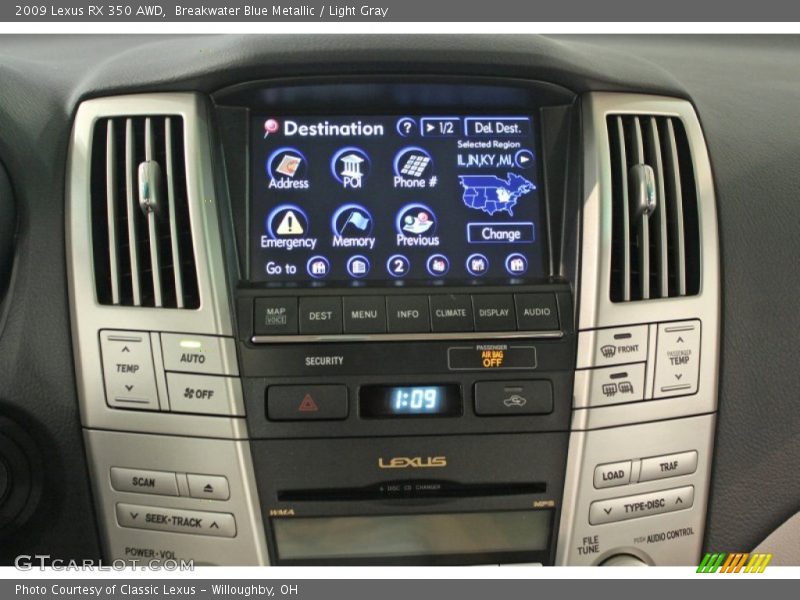 Breakwater Blue Metallic / Light Gray 2009 Lexus RX 350 AWD