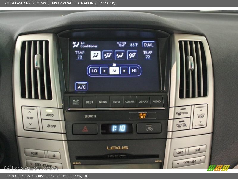 Breakwater Blue Metallic / Light Gray 2009 Lexus RX 350 AWD