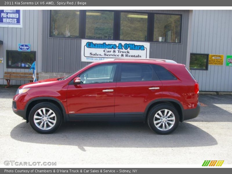 Spicy Red / Beige 2011 Kia Sorento LX V6 AWD