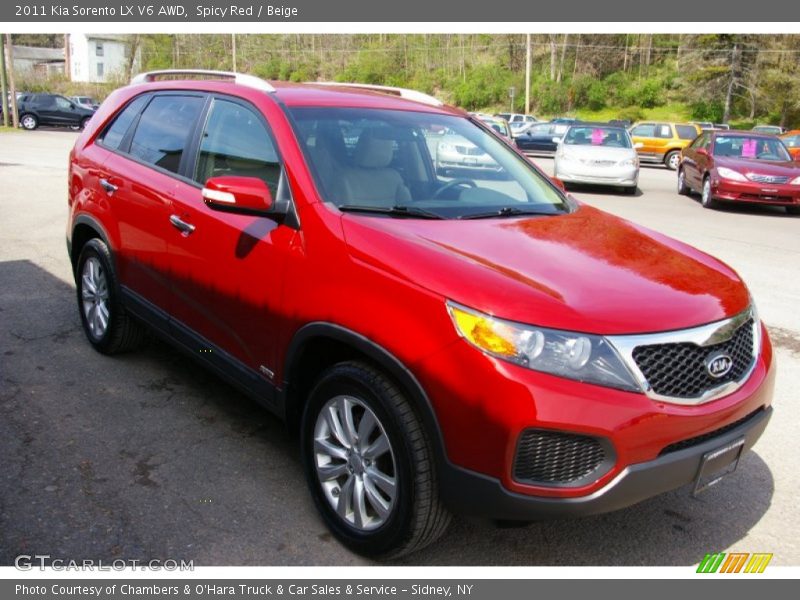 Spicy Red / Beige 2011 Kia Sorento LX V6 AWD