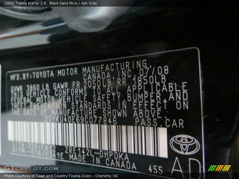 Black Sand Mica / Ash Gray 2009 Toyota Matrix 1.8