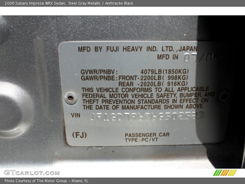 Steel Gray Metallic / Anthracite Black 2006 Subaru Impreza WRX Sedan