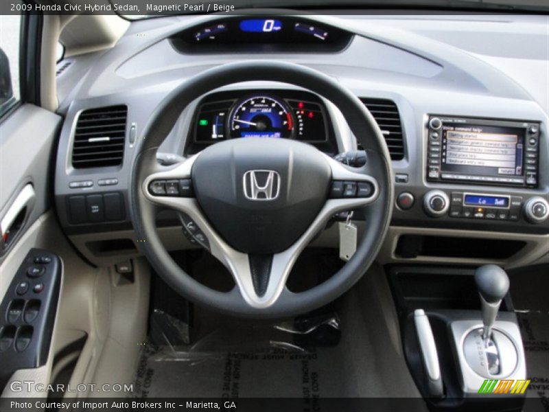 Magnetic Pearl / Beige 2009 Honda Civic Hybrid Sedan