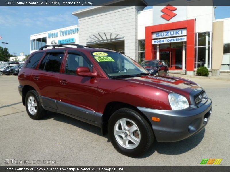 Merlot Red / Gray 2004 Hyundai Santa Fe GLS 4WD