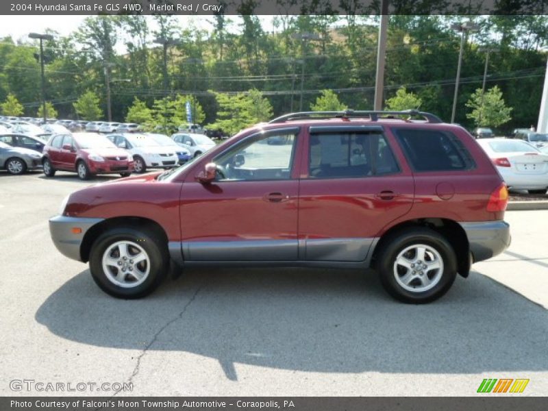 Merlot Red / Gray 2004 Hyundai Santa Fe GLS 4WD