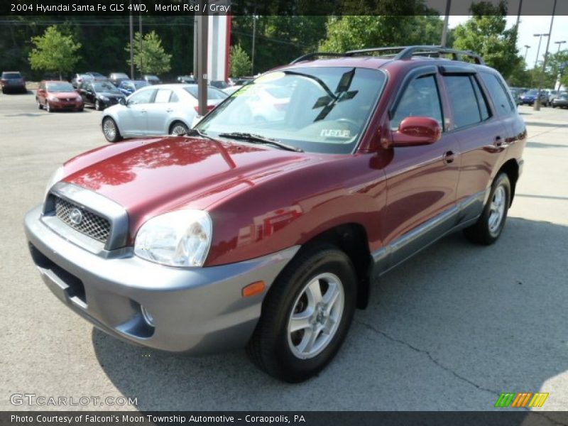 Merlot Red / Gray 2004 Hyundai Santa Fe GLS 4WD