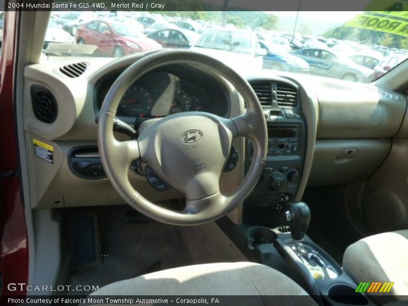 Merlot Red / Gray 2004 Hyundai Santa Fe GLS 4WD