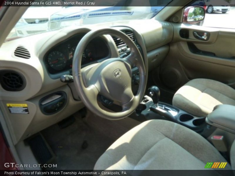 Merlot Red / Gray 2004 Hyundai Santa Fe GLS 4WD
