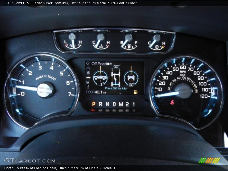 White Platinum Metallic Tri-Coat / Black 2012 Ford F150 Lariat SuperCrew 4x4