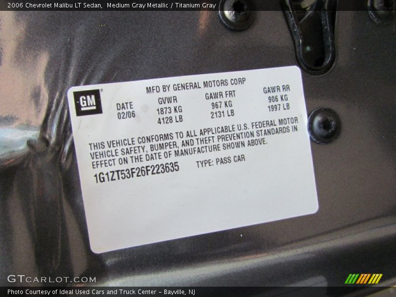 Medium Gray Metallic / Titanium Gray 2006 Chevrolet Malibu LT Sedan