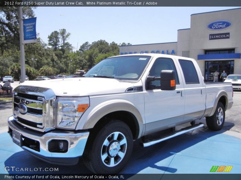 White Platinum Metallic Tri-Coat / Adobe 2012 Ford F250 Super Duty Lariat Crew Cab