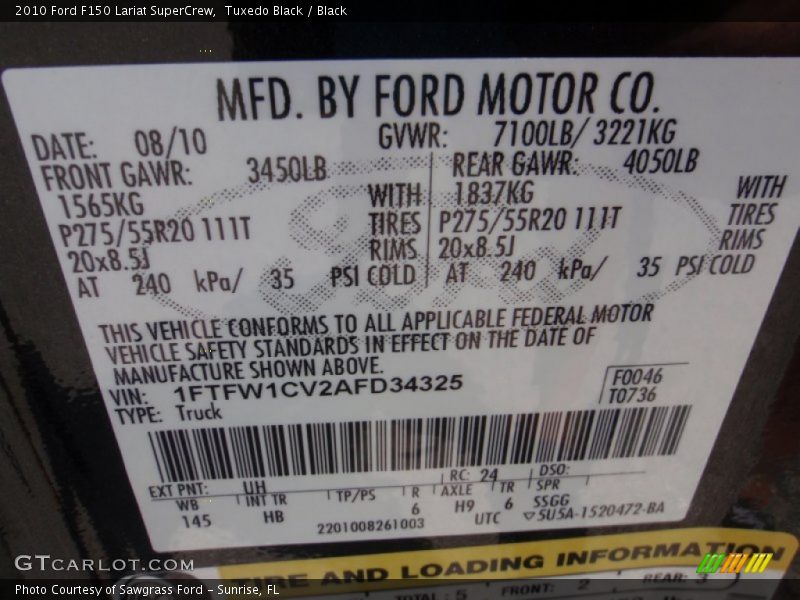 Tuxedo Black / Black 2010 Ford F150 Lariat SuperCrew