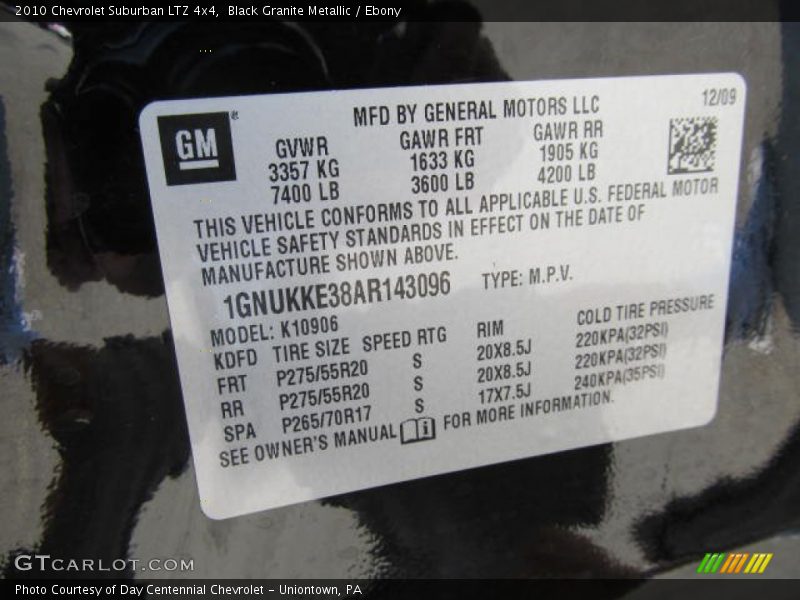 Black Granite Metallic / Ebony 2010 Chevrolet Suburban LTZ 4x4