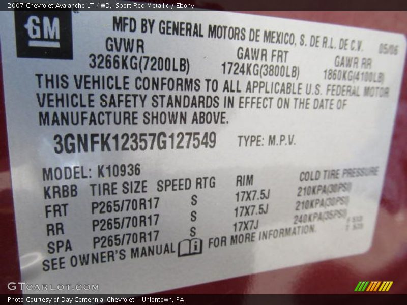 Sport Red Metallic / Ebony 2007 Chevrolet Avalanche LT 4WD