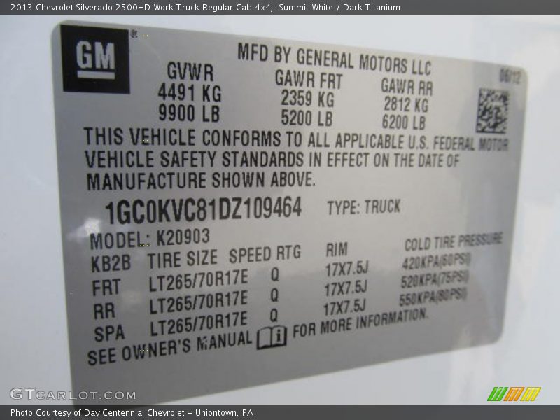 Summit White / Dark Titanium 2013 Chevrolet Silverado 2500HD Work Truck Regular Cab 4x4