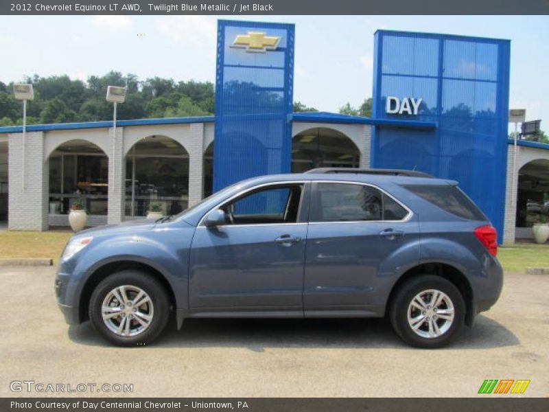 Twilight Blue Metallic / Jet Black 2012 Chevrolet Equinox LT AWD