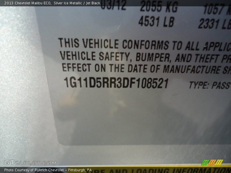 Silver Ice Metallic / Jet Black 2013 Chevrolet Malibu ECO