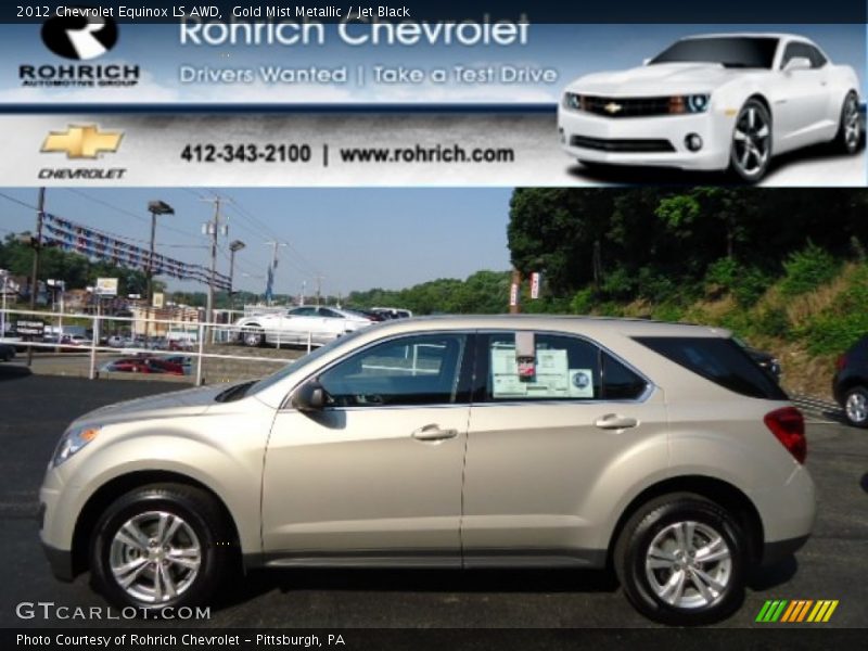 Gold Mist Metallic / Jet Black 2012 Chevrolet Equinox LS AWD