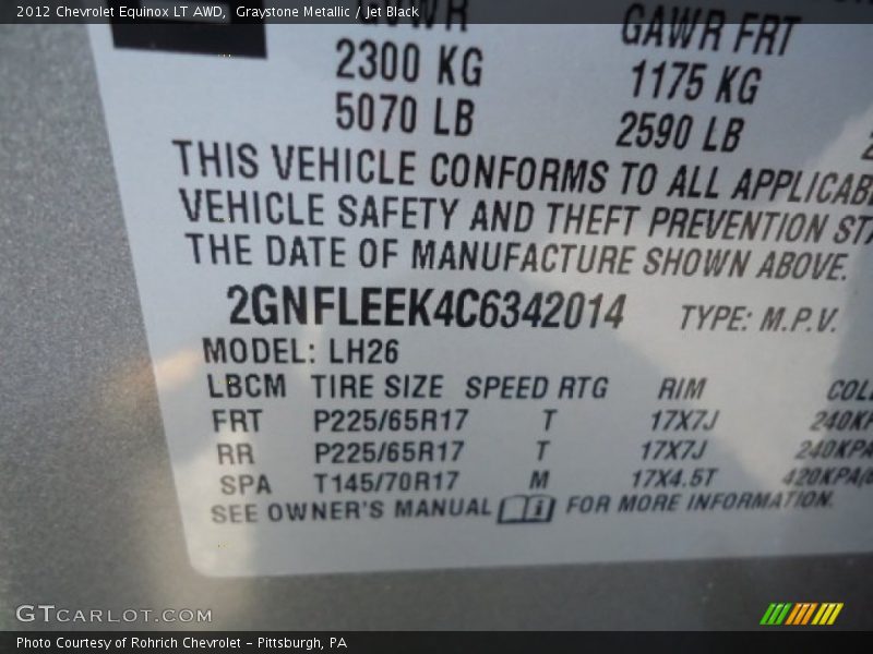 Graystone Metallic / Jet Black 2012 Chevrolet Equinox LT AWD