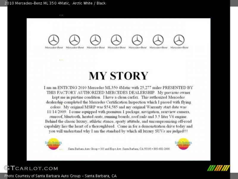 Arctic White / Black 2010 Mercedes-Benz ML 350 4Matic