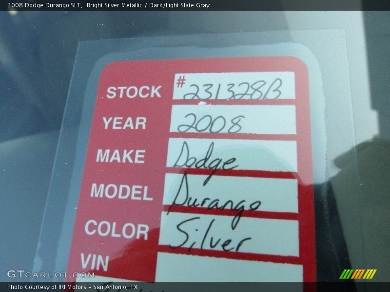 Bright Silver Metallic / Dark/Light Slate Gray 2008 Dodge Durango SLT
