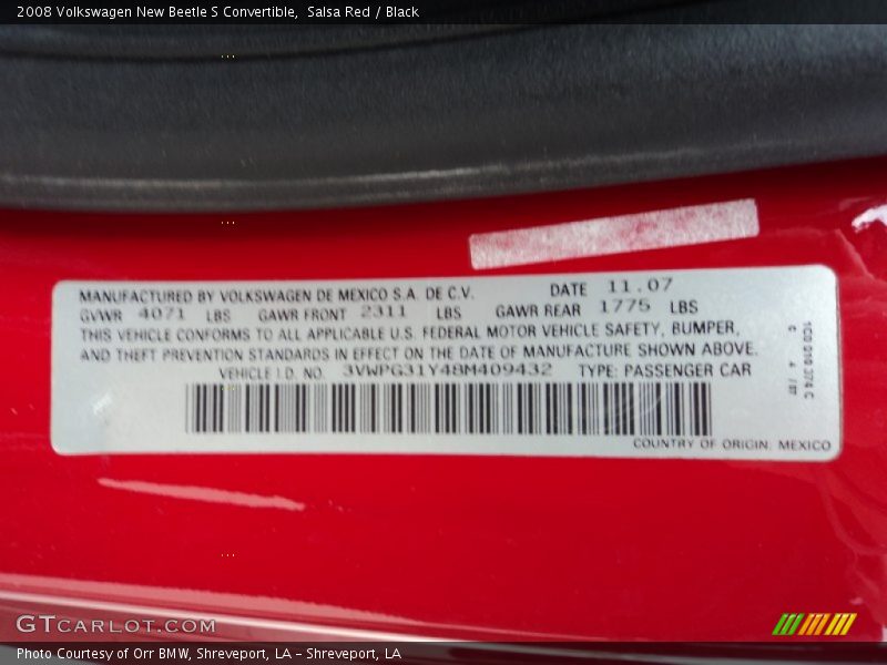 Salsa Red / Black 2008 Volkswagen New Beetle S Convertible