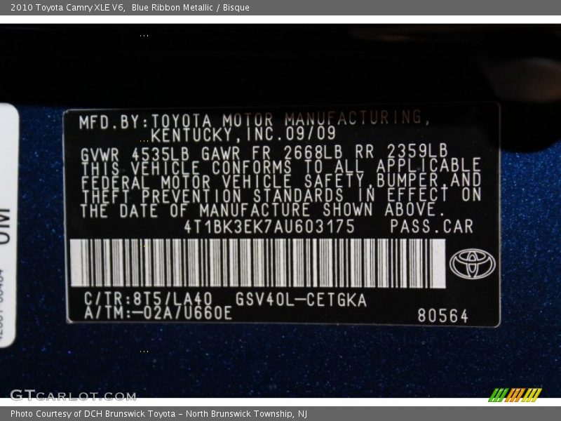 Blue Ribbon Metallic / Bisque 2010 Toyota Camry XLE V6