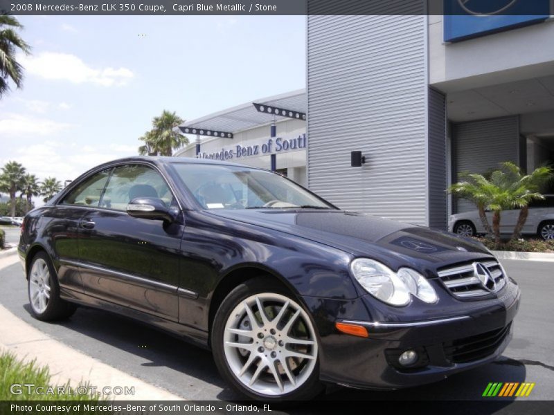 Capri Blue Metallic / Stone 2008 Mercedes-Benz CLK 350 Coupe